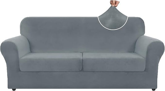 ZNSAYOTX Oversized Velvet 3 Piece Couch Cover