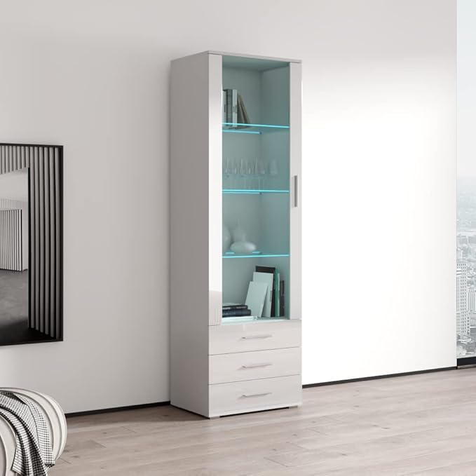 Meble Furniture Soho S1 1D3S Modern Freestanding Bookcase — 16-Color