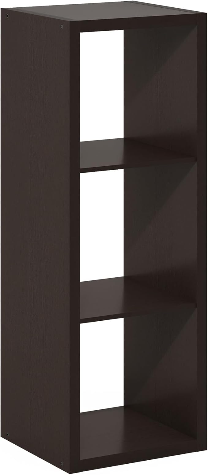 Furinno Cubicle Book Shelf, 3-Cube Bookshelf, Extra Thick Frame Horizontally &