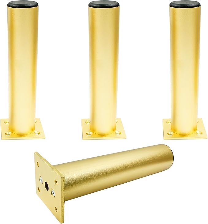 Set of 4 Aluminum Alloy Furniture Legs 10 Inch Height, 1.5 Inch Diameter