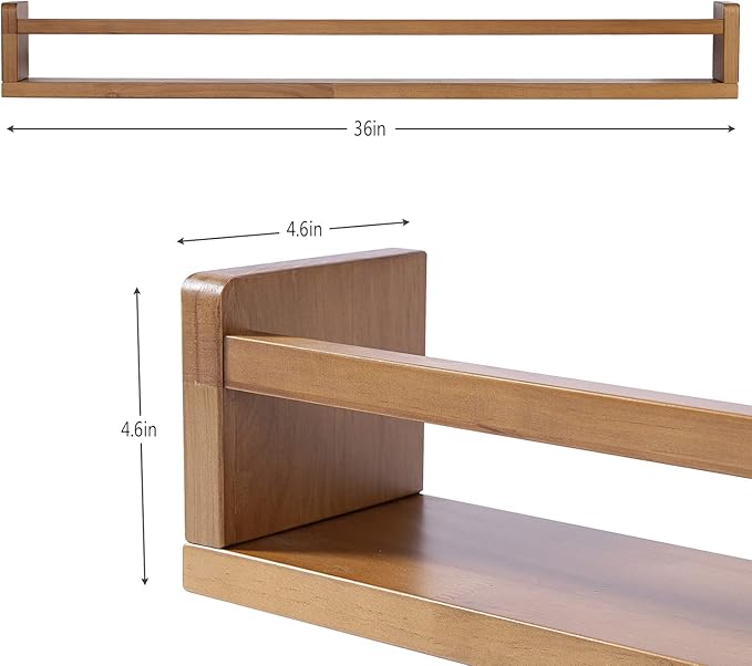 AZSKY Light Walnut Nursery Book Shelves 36 in Floating Wall Mounted Bookshelf