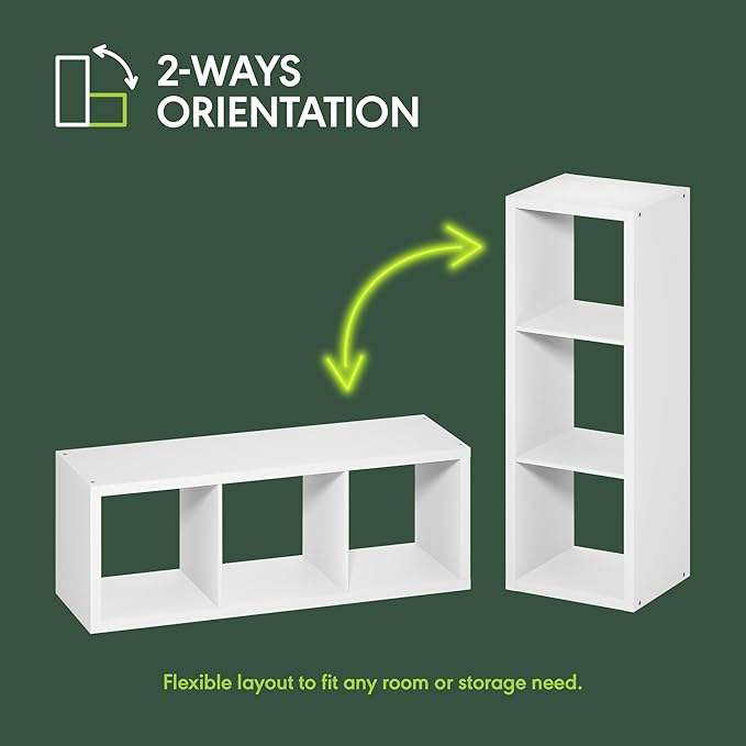 Furinno Cubicle Book Shelf, 3-Cube Bookshelf, Extra Thick Frame Horizontally &