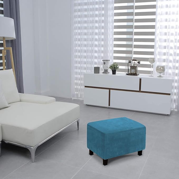Ottoman Cover, Stretch Rectangle Velvet Ottoman Slipcovers of Foot Stool