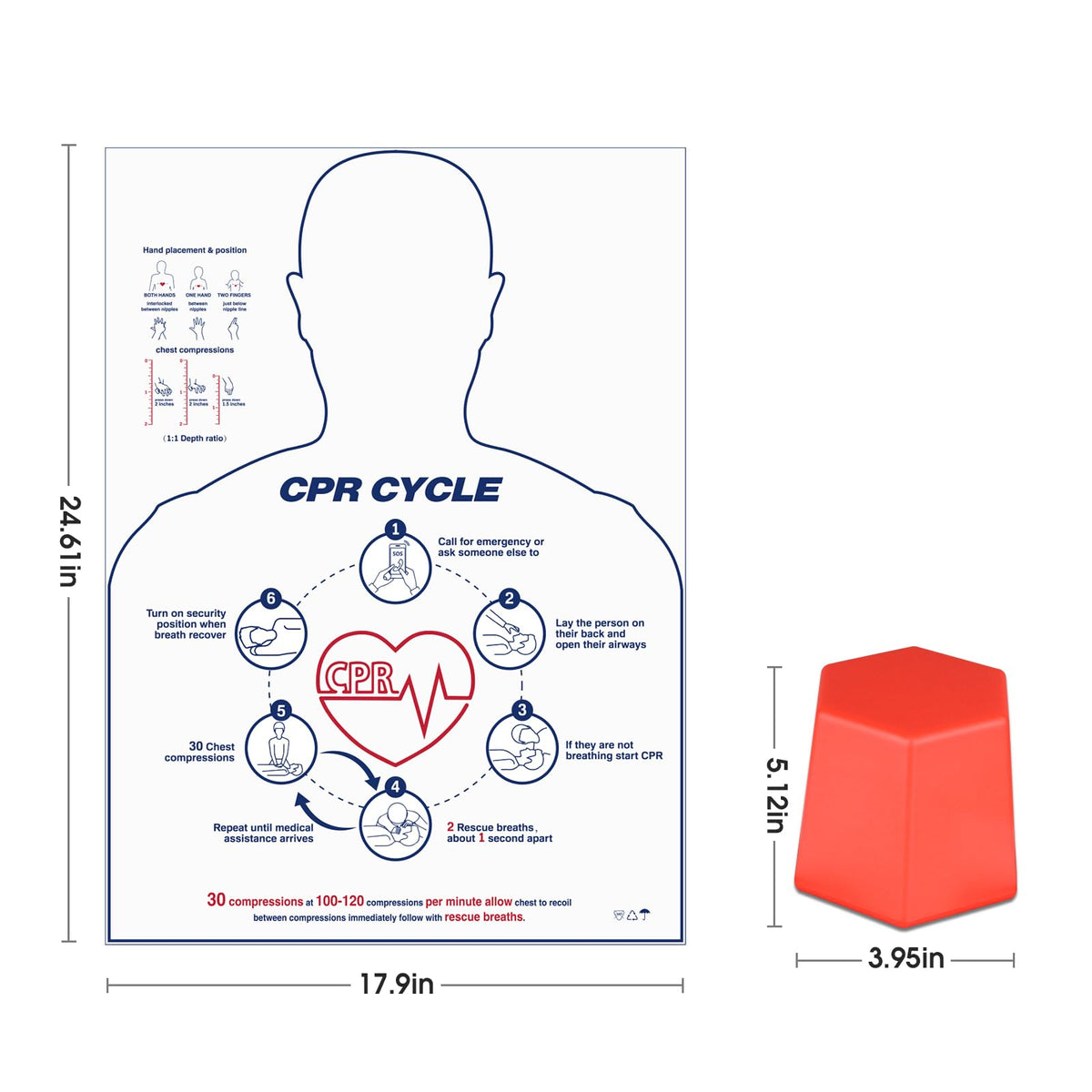 SimCoach CPR Training Model, Hands-only CPR Training Aid Kit, CPR Compression First Aid Training Tool for Nursing Students