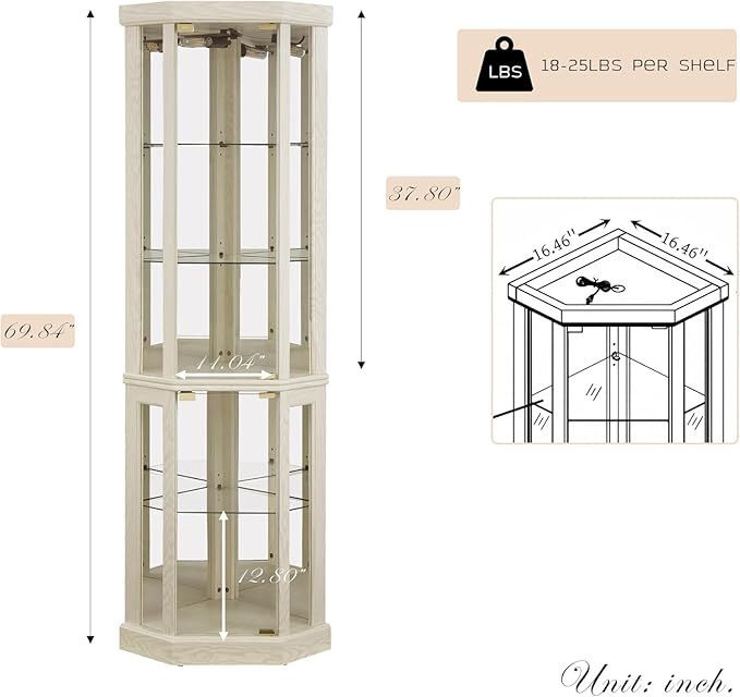 Anwick Corner Display Curio Cabinets