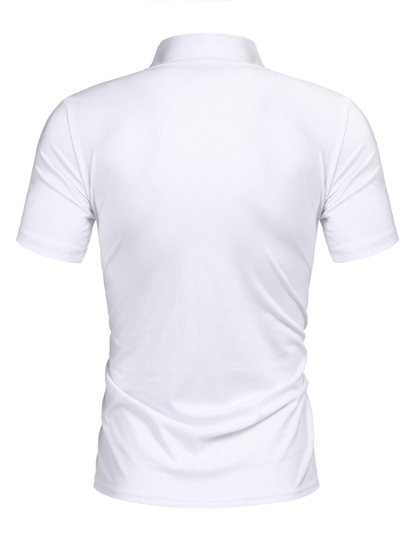 Men's Basic Turtleneck Pullover Tops Melange Colored Slim Fit Short Sleeve T Shirt White M