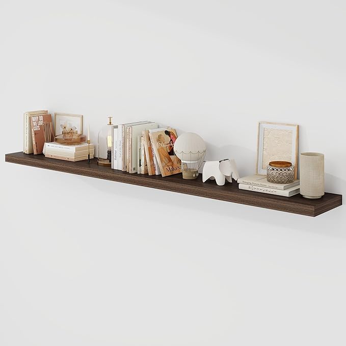 Acovy 72 Inch Floating Shelves, 9.3" Deep Floating Shelf Wall Mounted, Rustic