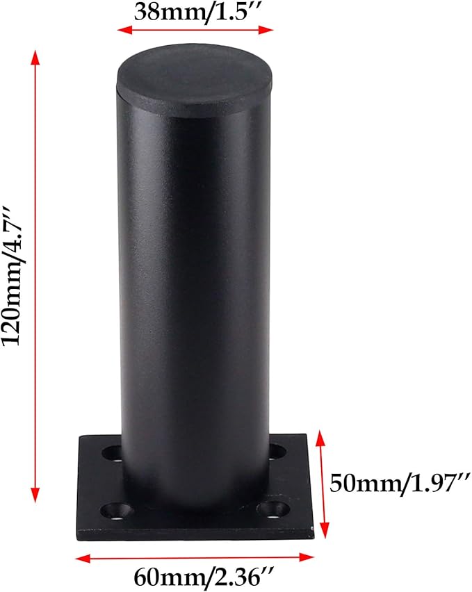 Set of 4 Furniture Legs 4.7 Inch, Adjustable Aluminum Alloy Cabinet Legs
