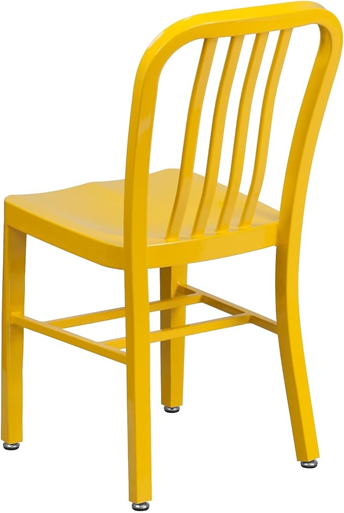 Flash Furniture Commercial Grade Yellow Metal Indoor-Outdoor Chair