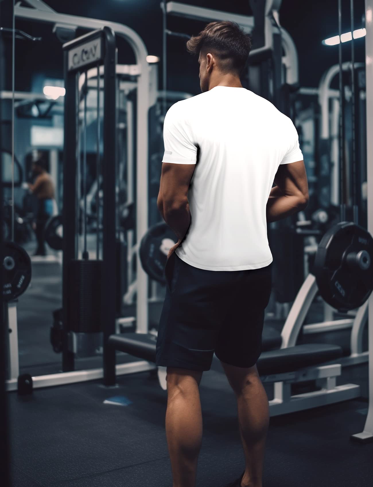 Men Workout Shirts Dry Fit Fitted (Off White,XXL)