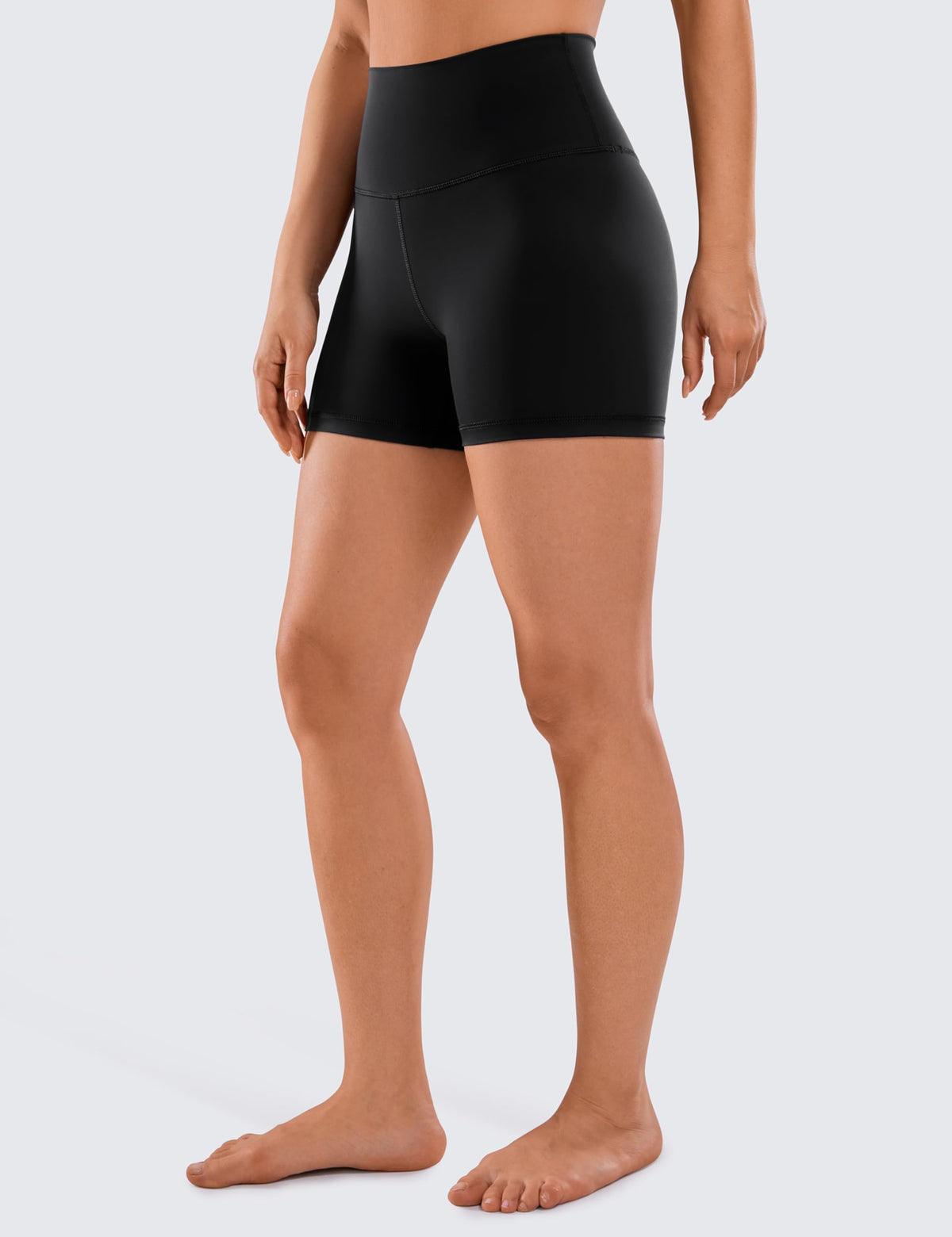 CRZ YOGA Women's Naked Feeling Biker Shorts - 4 Inches High Waist Yoga Workout Running Gym Spandex Black Small