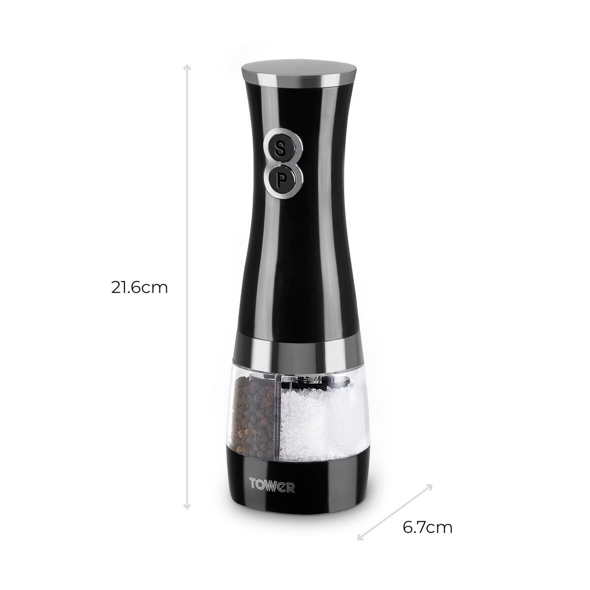 Tower Duo Electric Salt/Pepper Mill, Black