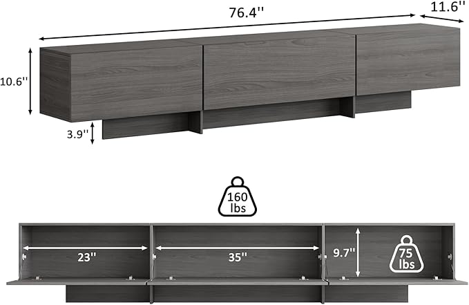 Coffee Table and TV Stand Set of 2, 76.4'' Modern TV Console, Entertainment