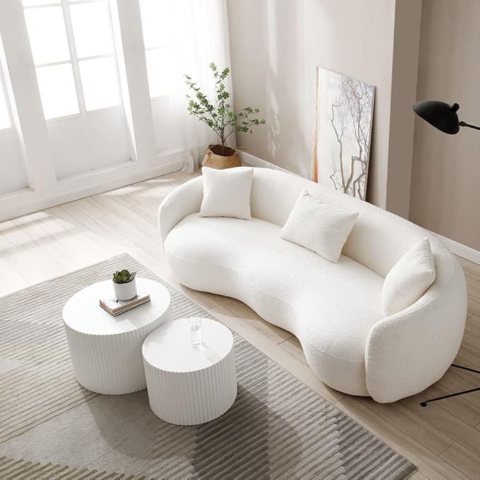 White Round Coffee Table Nesting Coffee Table Set of 2 Contemporary Circle
