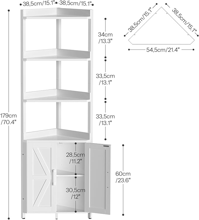 HOOBRO Corner Shelf with Storage, Tall Corner Cabinet, 5-Tier Bookshelf Stand