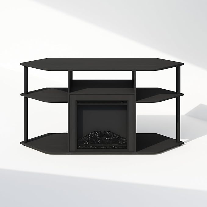 Furinno Jensen Fireplace TV Stand, NO Heat Decorative Electric Fireplace Corner