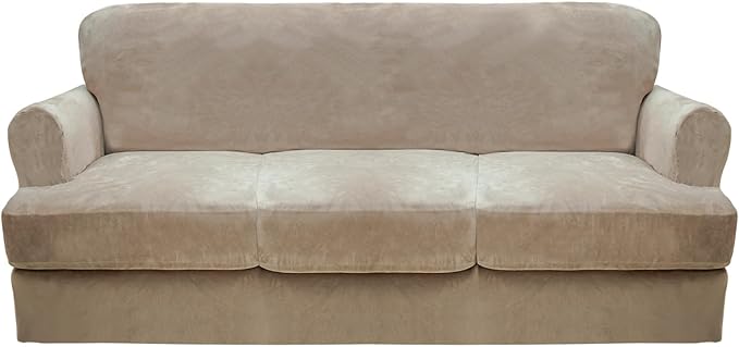 CUCRAF T Cushion Sofa Cover 4 Piece Slipcovers, Soft Thick Velvet Couch Cover