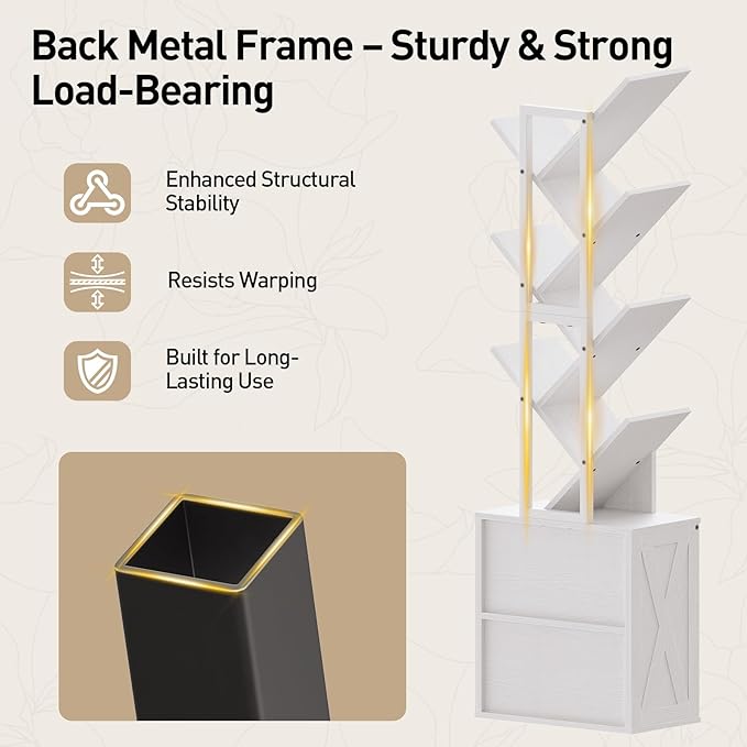 RALGEND Tree Bookshelf, 6 Tier Bookcase