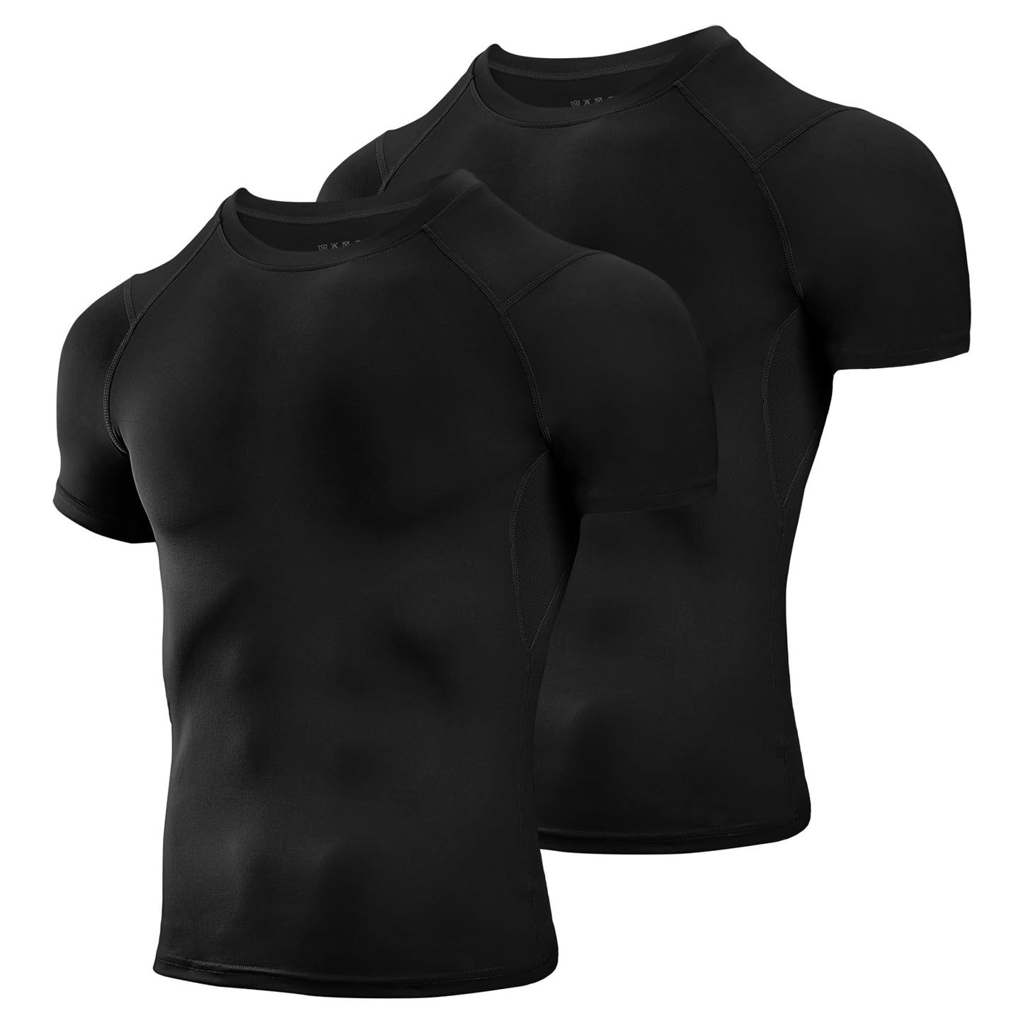 Niksa Men's Compression Shirts 2 Pack, Short Sleeve Athletic Compression Tops Cool Dry Workout T Shirt