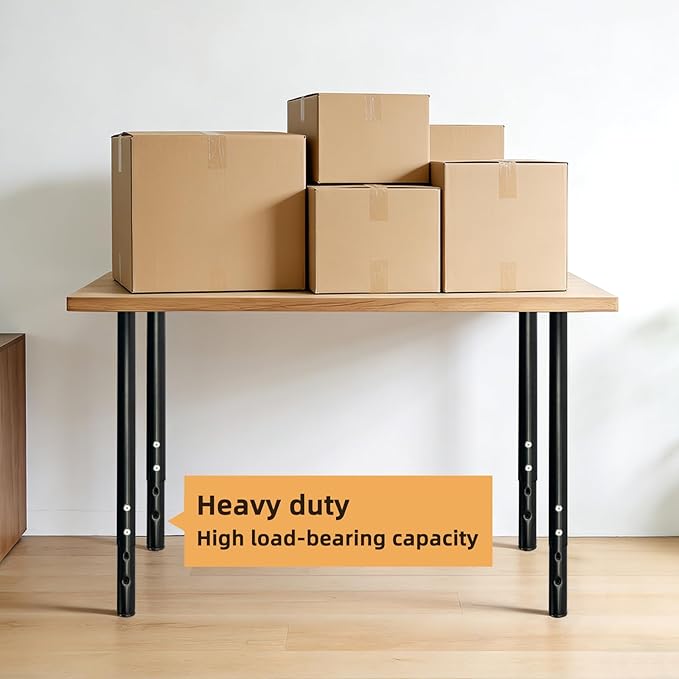 QLLY 24-40 inch Adjustable Metal Table Legs, Heavy Duty DIY Desk Legs