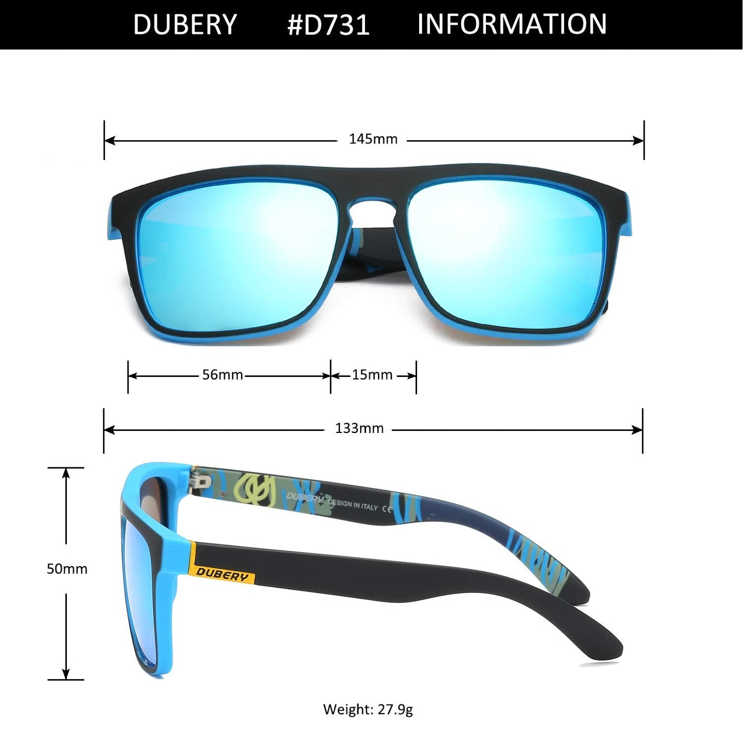 DUBERY Classic Polarized Sunglasses for Men Women Retro 100% UV Protection Driving Sun Glasses D731,2 Pack (Black/Blue+Black/Green)