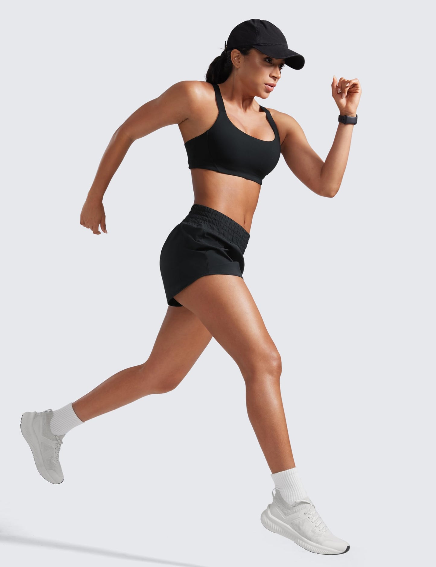 CRZ YOGA High Waisted Running Shorts for Women 2.5" - Mesh Liner Quick Dry for Sport Athletic Workout with Zipper Pocket Black Medium