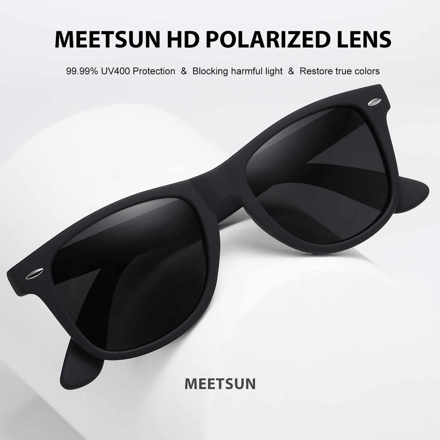 MEETSUN Polarized Sunglasses for Women Men Classic Retro Sun Glasses for Driving UV400 (3 Pack) Black Brown Gradient