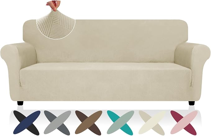 ZNSAYOTX Super Stretch Couch Cover, New Striped Sofa Covers Fitted Slipcovers