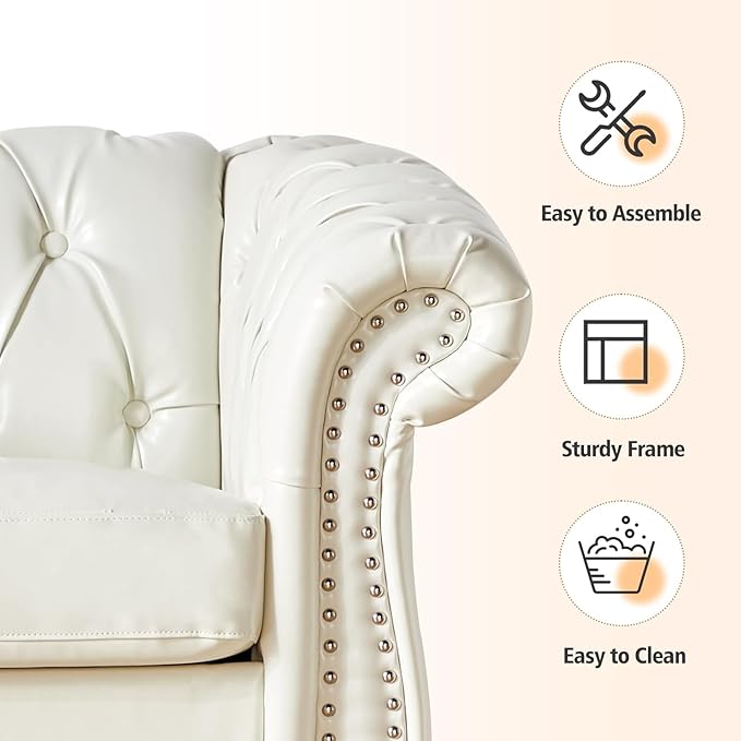 Mid-Century Sofa Chair, Faux Leather Accent Chair