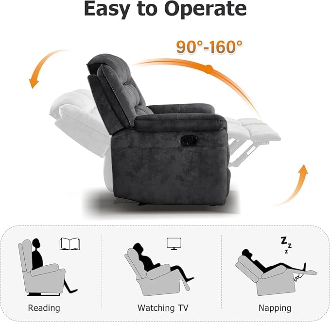 EBELLO 2 Pieces Reclining Loveseat Couch Furniture Set, Soft Fabric Manual