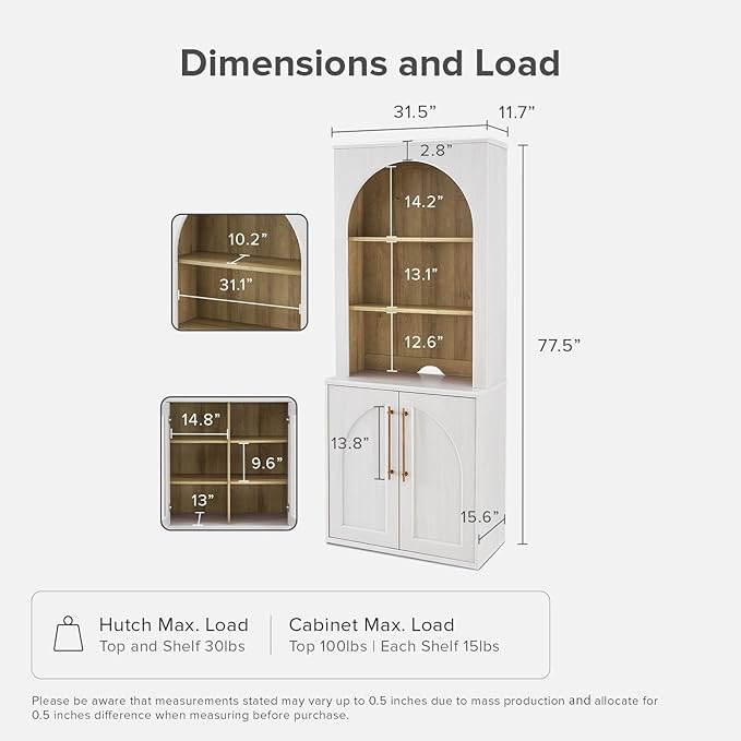 mopio Blake Tall Display Cabinet, Kitchen Buffet Pantry Cupboard, Trophy