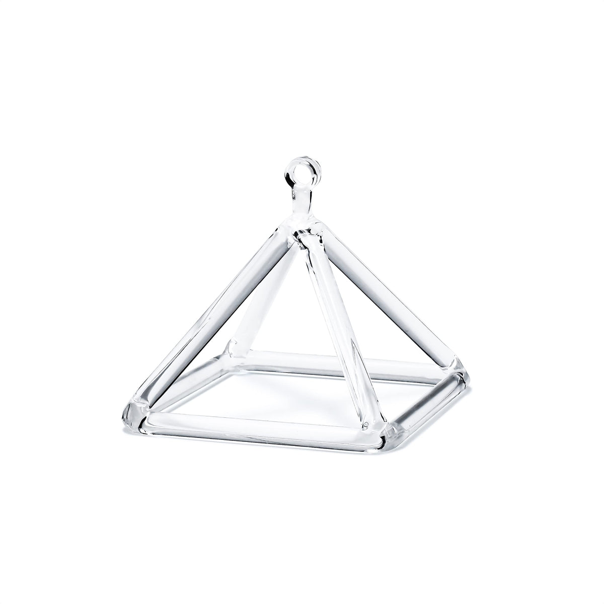 Joysense Clear Quartz Crystal Singing Pyramid 4 inch With Crystal Singing Bowl Striker