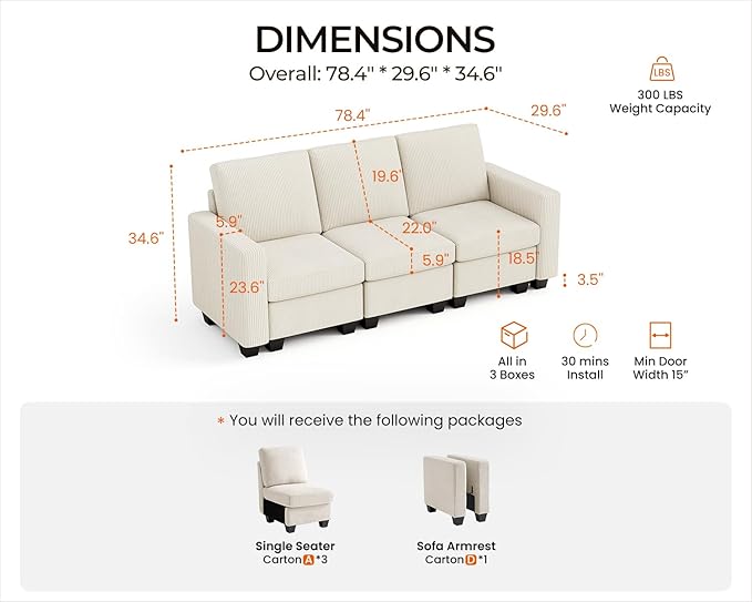 CHIC HOUSE Modular Sectional Sofa