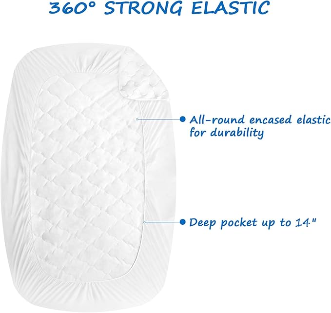 Short King RV Mattress Pad Waterproof Mattress Protector, Quilted RV Short King