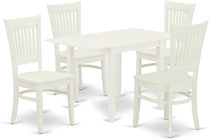 East West Furniture NDVA5-LWH-W 5 Piece Dining Table Set