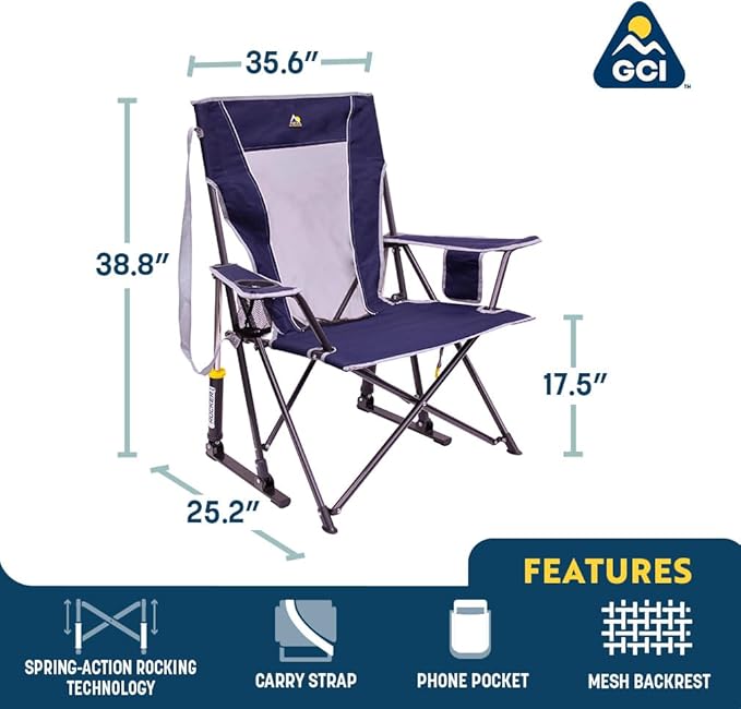 GCI Outdoor Comfort Pro Rocker Camping Chair | Portable Folding Rocking Chair