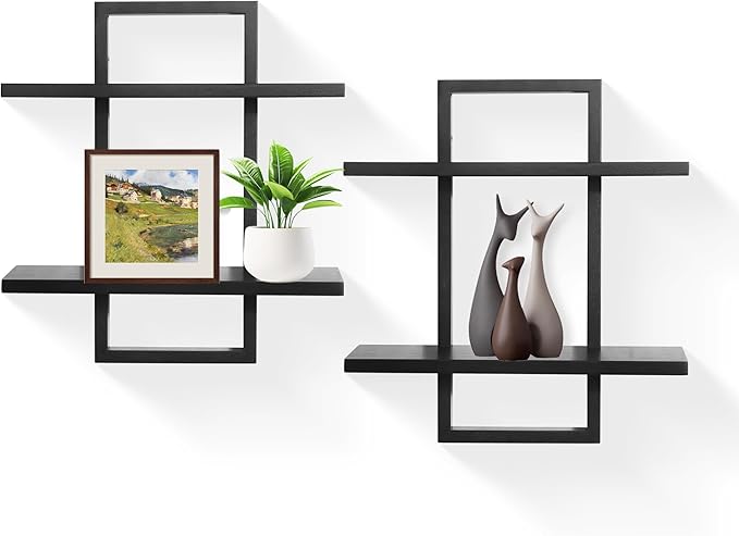PHOENANCEE Floating Shelves for Wall, Display Hanging Shelf Set of 2, Modern