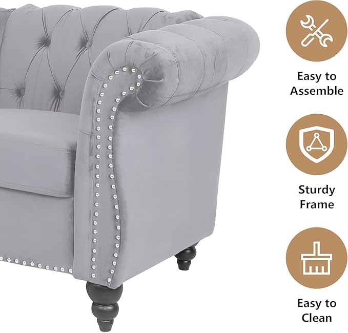 Mid-Century Sofa Chair, Velvet Accent Chair