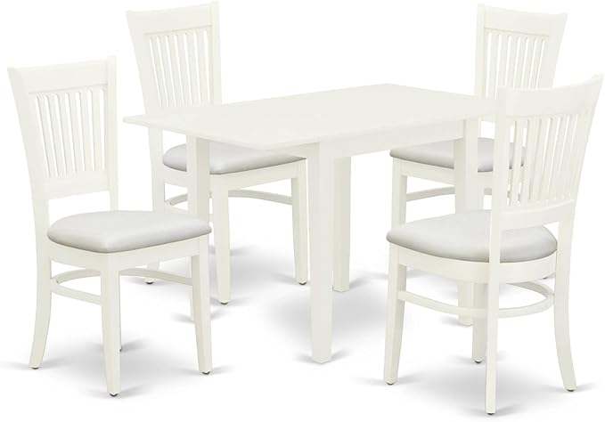 East West Furniture NDVA5-LWH-C 5 Piece Modern Dining Table Set Includes a