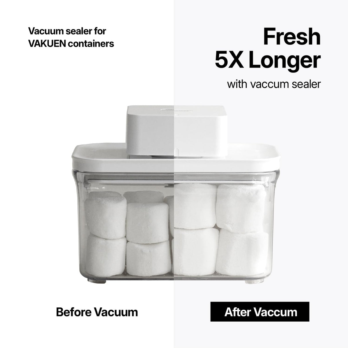VAKUEN Premium Airtight Food Storage Containers, Mini 9P/SET include Vacuum Sealer, Smart One-Click Seal Lid, No Hinges, 100% Leak Proof, BPA-FREE, Dishwasher, Freezer & Microwave Safe