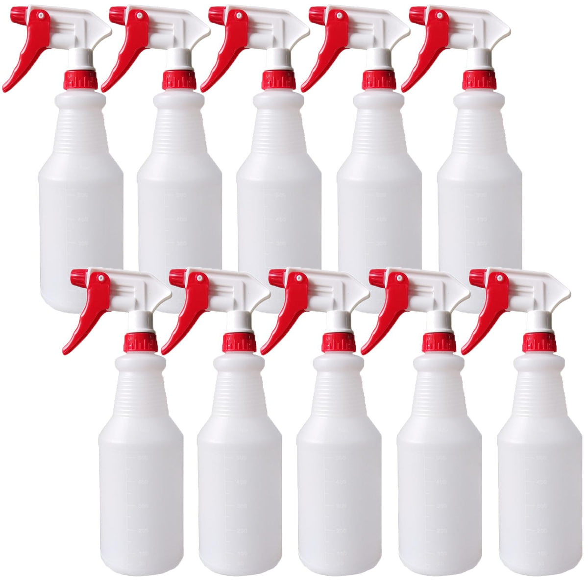 Looknniy 10 Packs 32oz Empty Spray Bottles Plastic Heavy Duty Refillable Spray Bottles with Adjustable Nozzle and Measurements for All Purpose Cleaning Solutions