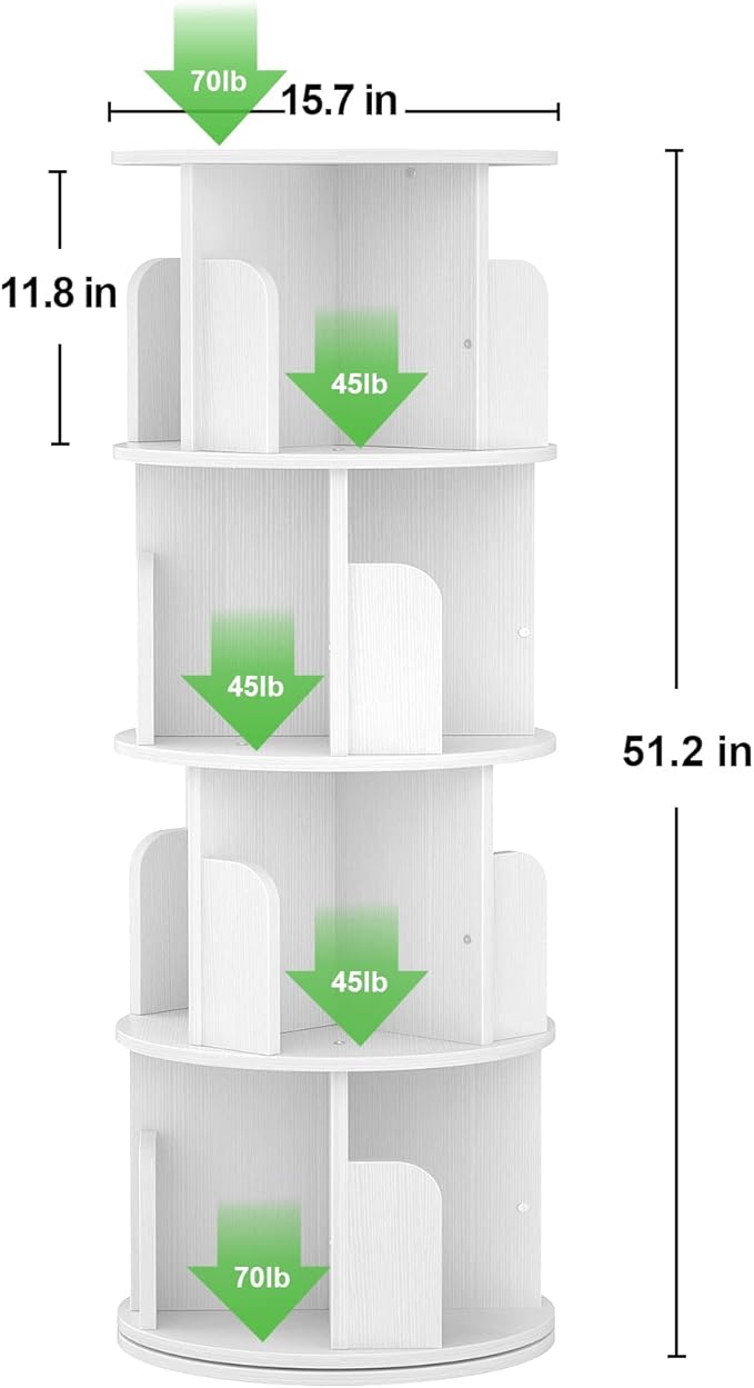 Aheaplus Rotating Bookshelf, Small Corner Bookshelf