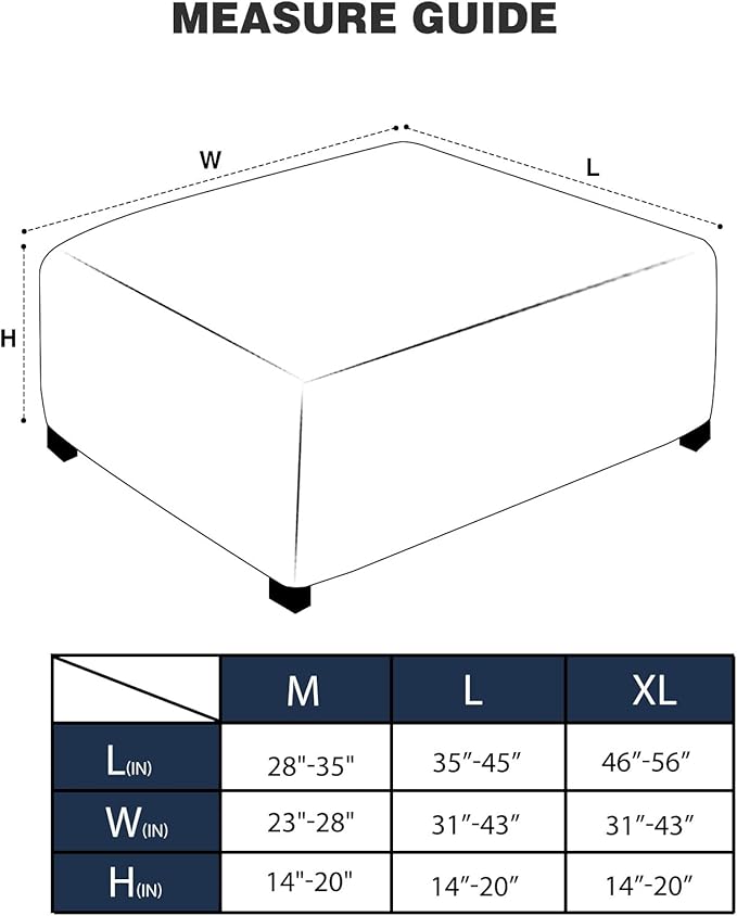 NeColorLife Ottoman Cover Rectangle Oversize Slipcover Stretch Footrest Stool