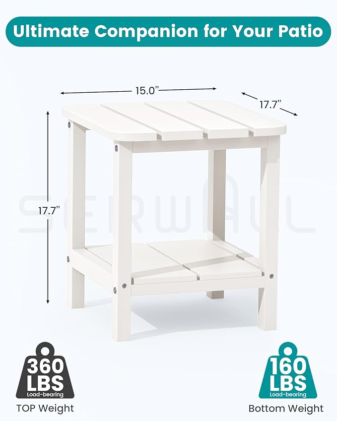 SERWALL Double Adirondack Side Table Set of 6, End Table- White