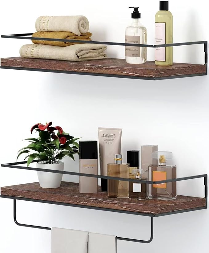 Shario Rustic Wood Floating Shelves