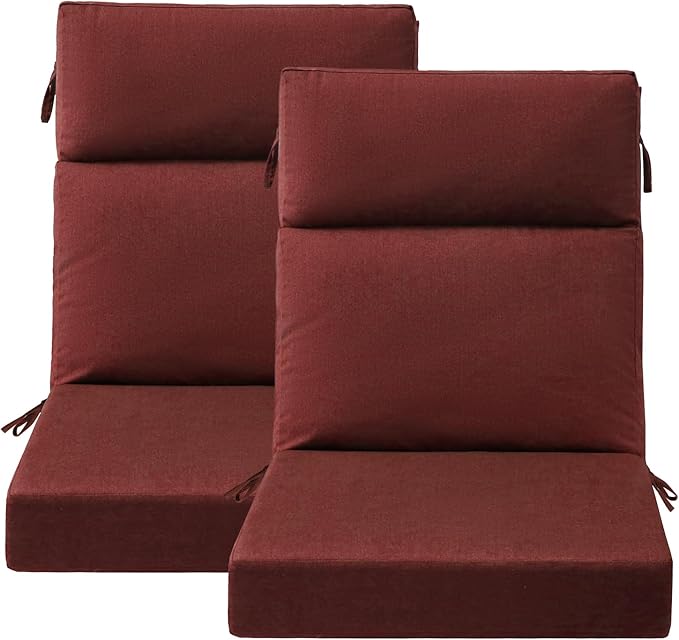 Unimatta Sunbrella Outdoor High Back Chair Cushion Seat Pads, 44 x 21 Inch