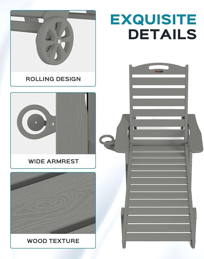 Ciokea Outdoor Lounge Chair Set of 4, All Weather Patio Chaise Lounge Chairs