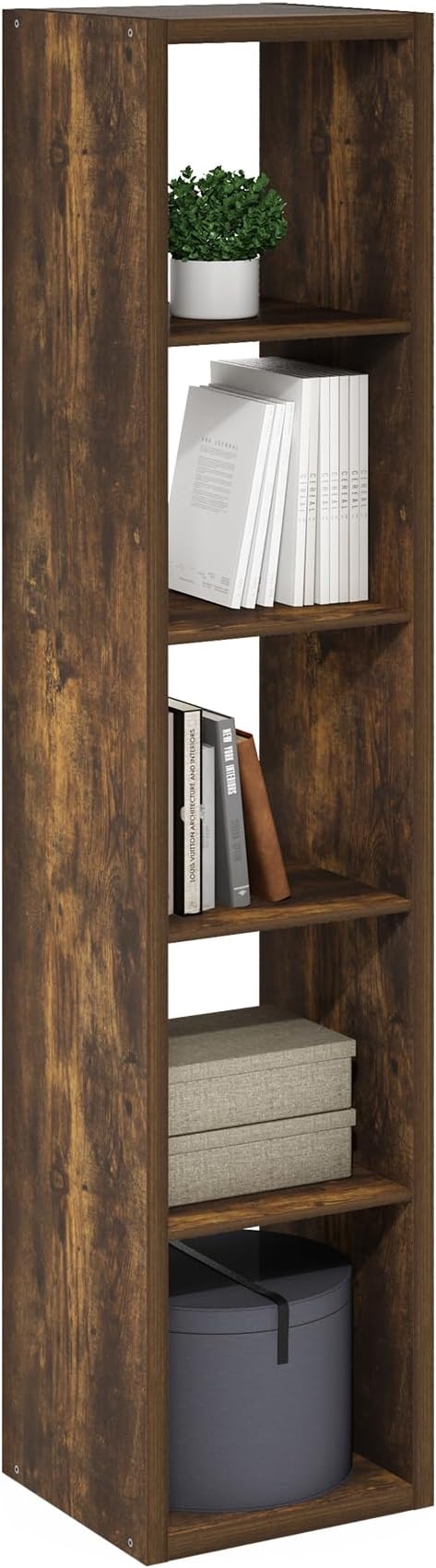 Furinno Cubicle Book Shelf, Vertical 5-Cube Bookshelf, Extra Thick Horizontally
