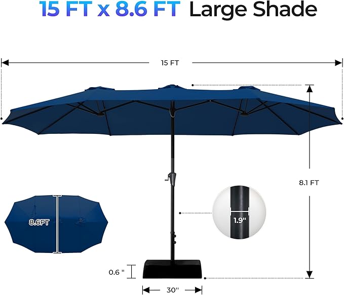 SUPERJARE 15FT Outdoor Patio Umbrella