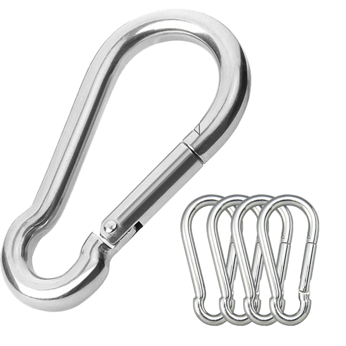 CAIDMOS 5PCS 3.15in Large Carabiner Clip, Stainless Steel Carabiner Heavy Duty, Spring Snap Hook, Locking Climbing Caribiners Clips for Gym, Plant Hanging, Outdoor Camping, Hiking. 600 lbs